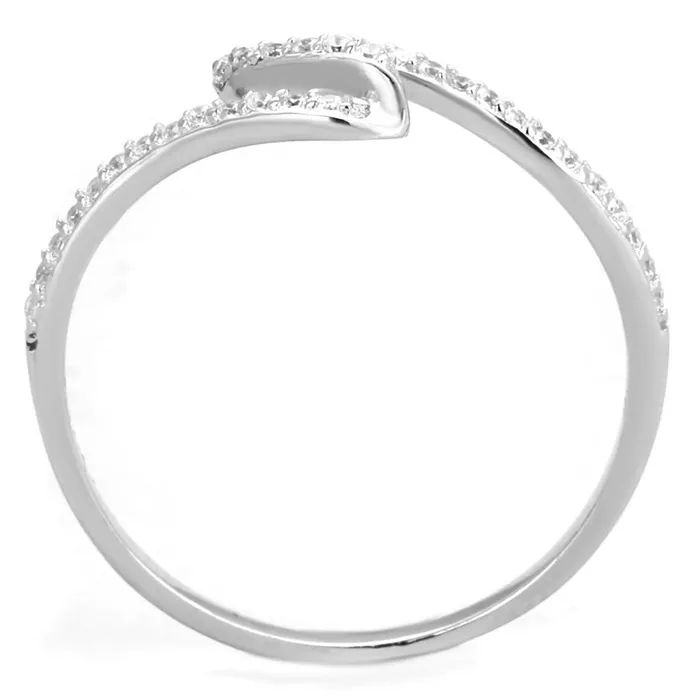 Rings TS368 Rhodium 925 Sterling Silver Ring with AAA Grade CZ in Clear Alamode