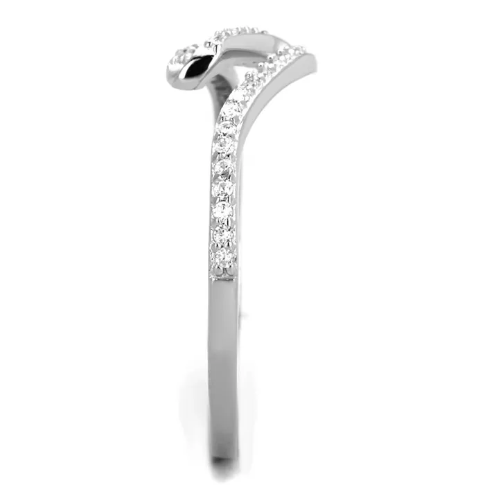 Rings TS368 Rhodium 925 Sterling Silver Ring with AAA Grade CZ in Clear Alamode