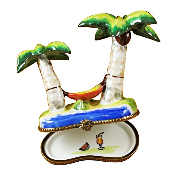Rochard Palm Tree with Hammock Limoges Box Rochard Limoges Necklaces