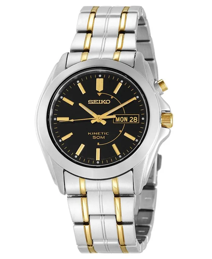 Seiko Bracelets Seiko SMY115 Mens TT Stainless Steel Black Dial Kinetic Watch Seiko Bracelets Seiko SMY115 Mens TT Stainless Steel Black Dial Kinetic Watch