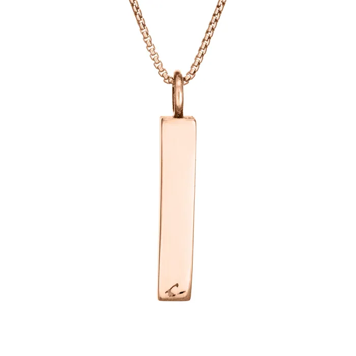 Small Bar Cremation Necklace in 14K Rose Gold closebymejewelry Necklaces