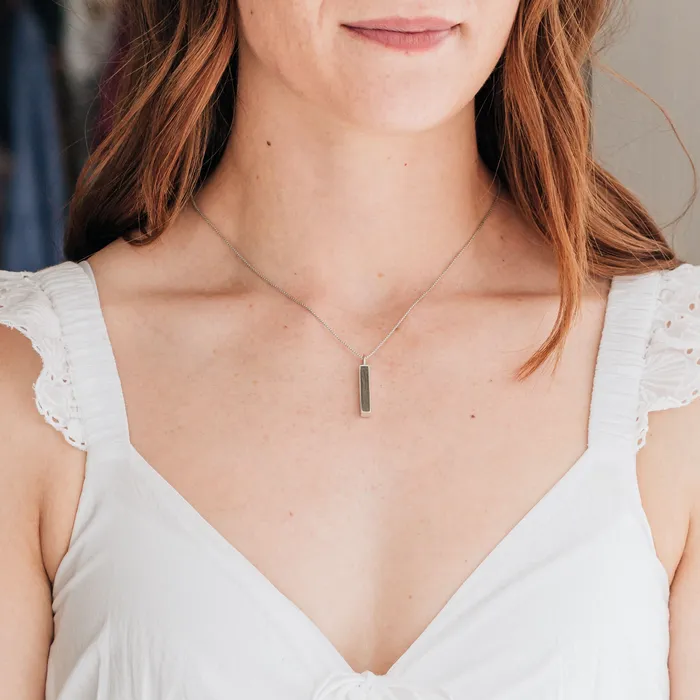 Small Bar Cremation Necklace in 14K Rose Gold closebymejewelry Necklaces