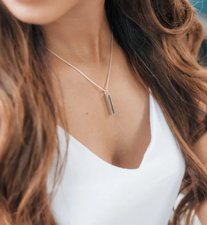 Small Bar Cremation Necklace in 14K Rose Gold closebymejewelry Necklaces