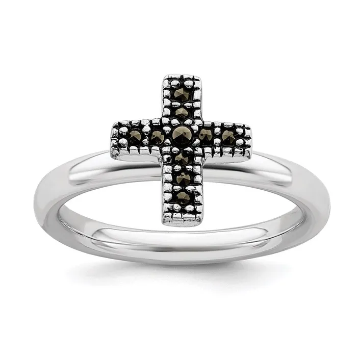 Stackable Expressions Rings Sterling Silver Stackable Expressions Marcasite Cross Ring QSK815 Stackable Expressions Rings Sterling Silver Stackable Expressions Marcasite Cross Ring QSK815