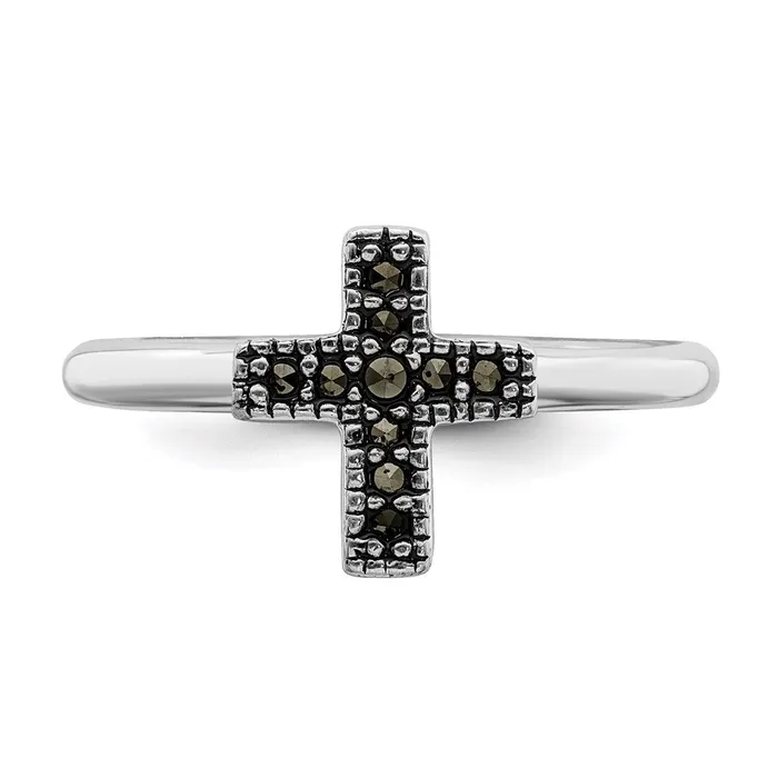 Stackable Expressions Rings Sterling Silver Stackable Expressions Marcasite Cross Ring QSK815 Stackable Expressions Rings Sterling Silver Stackable Expressions Marcasite Cross Ring QSK815
