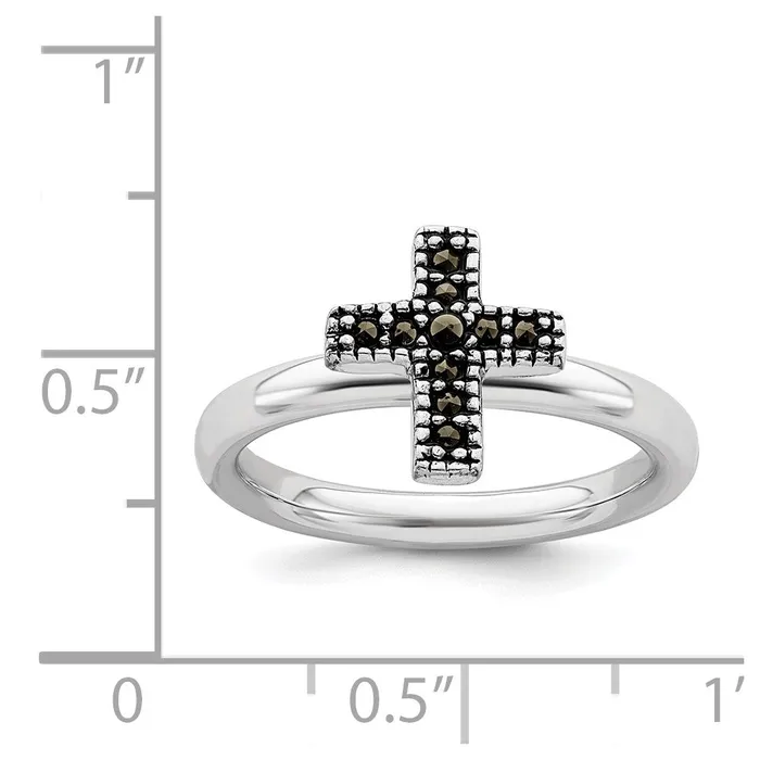 Stackable Expressions Rings Sterling Silver Stackable Expressions Marcasite Cross Ring QSK815 Stackable Expressions Rings Sterling Silver Stackable Expressions Marcasite Cross Ring QSK815