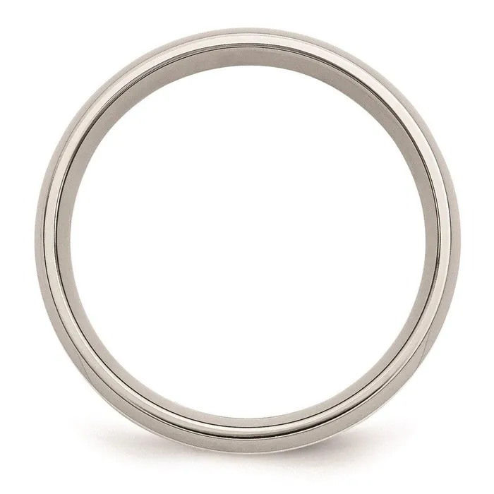 Stainless Steel Sterling Silver Inlay 6mm Polished Band Chisel Rings Stainless Steel Sterling Silver Inlay 6mm Polished Band Chisel Rings