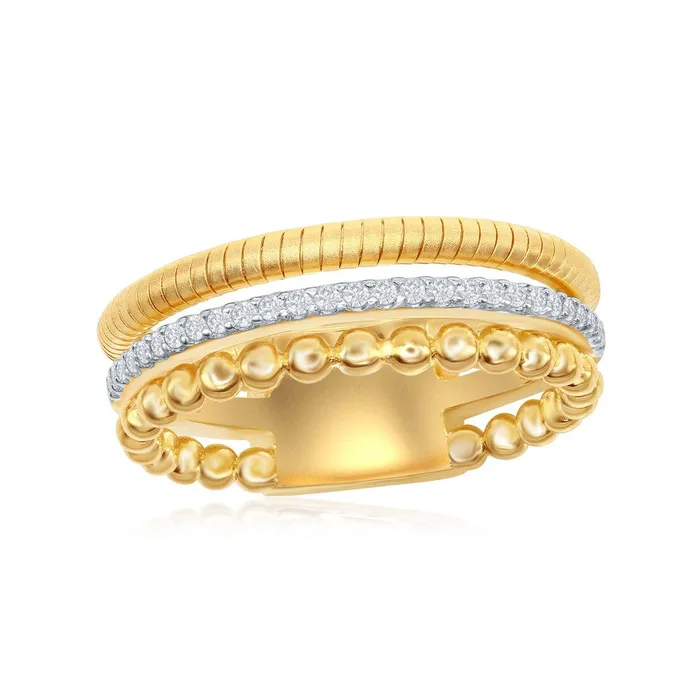 Sterling Silver Designer CZ Ring Bonded with 14K Gold Size 8 Classic Rings Sterling Silver Designer CZ Ring Bonded with 14K Gold Size 8 Classic Rings