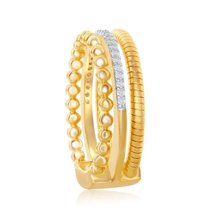 Sterling Silver Designer CZ Ring Bonded with 14K Gold Size 8 Classic Rings