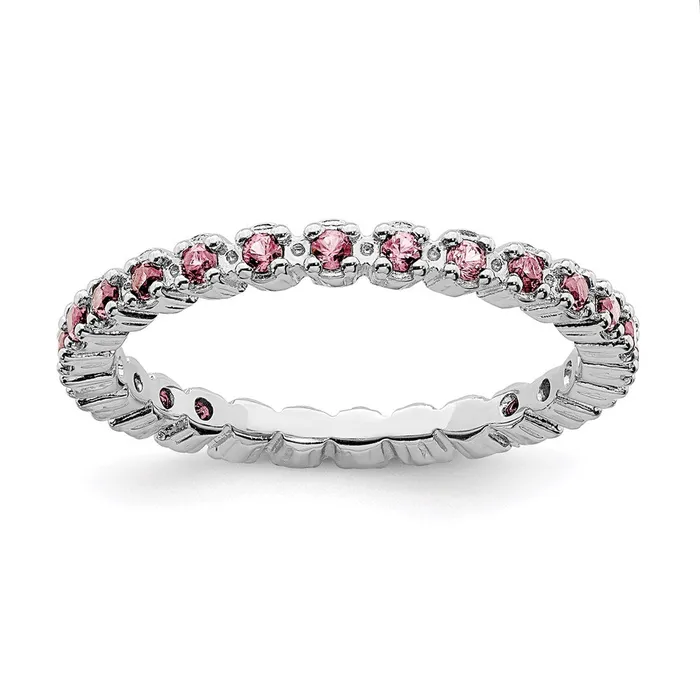 Sterling Silver Stackable Expressions Pink Tourmaline Ring QSK359 Stackable Expressions Rings Sterling Silver Stackable Expressions Pink Tourmaline Ring QSK359 Stackable Expressions Rings