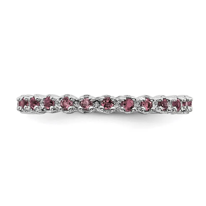 Sterling Silver Stackable Expressions Pink Tourmaline Ring QSK359 Stackable Expressions Rings Sterling Silver Stackable Expressions Pink Tourmaline Ring QSK359 Stackable Expressions Rings