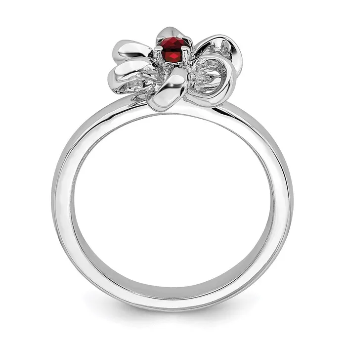 Sterling Silver Stackable Expressions Polished Garnet Flower Ring QSK115 Stackable Expressions Rings Sterling Silver Stackable Expressions Polished Garnet Flower Ring QSK115 Stackable Expressions Rings