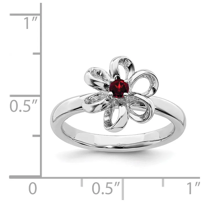Sterling Silver Stackable Expressions Polished Garnet Flower Ring QSK115 Stackable Expressions Rings Sterling Silver Stackable Expressions Polished Garnet Flower Ring QSK115 Stackable Expressions Rings