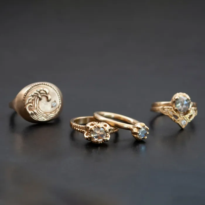 Susan Highsmith Diamond Solitaire Fleur Ring Rings