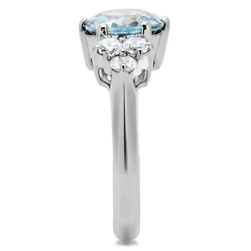 TK179 High polished no plating Stainless Steel Ring with Synthetic Spinel in London Blue Alamode Rings