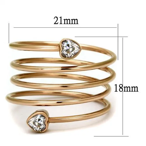 TK2836 IP Rose GoldIon Plating Stainless Steel Ring with AAA Grade CZ in Clear Alamode Rings
