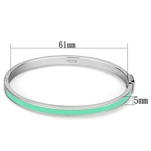 TK743 High polished no plating Stainless Steel Bangle with Epoxy in Turquoise Alamode Bracelets