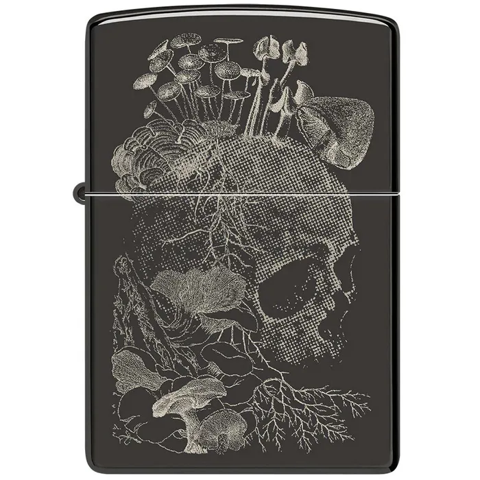 Zippo Windproof Lighter Skull Mushroom Design High Polish Black Photo Image 48590 Zippo Rings