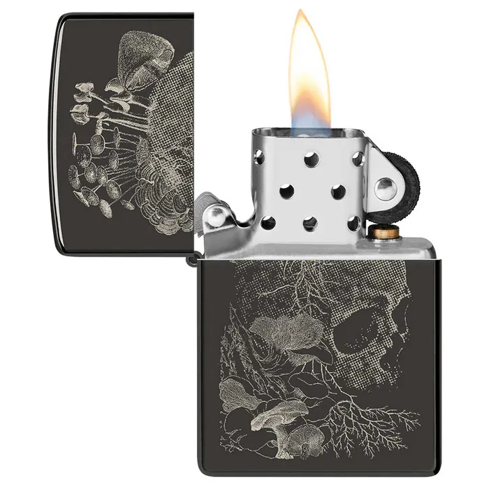 Zippo Windproof Lighter Skull Mushroom Design High Polish Black Photo Image 48590 Zippo Rings