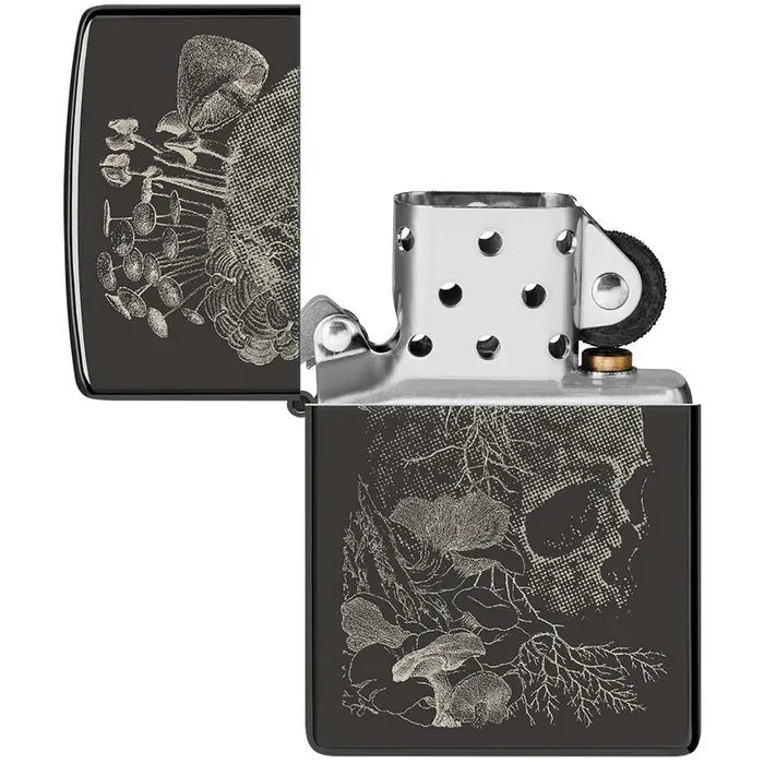 Zippo Windproof Lighter Skull Mushroom Design High Polish Black Photo Image 48590 Zippo Rings
