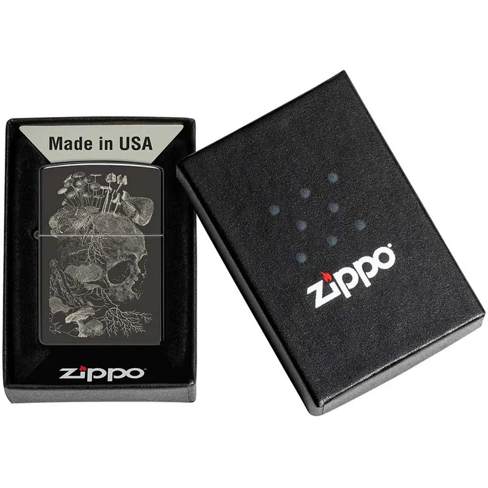 Zippo Windproof Lighter Skull Mushroom Design High Polish Black Photo Image 48590 Zippo Rings