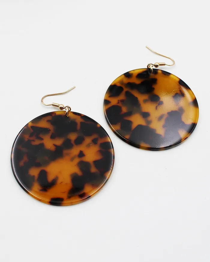 122122 Earrings Tortoise Round Shell Earrings
