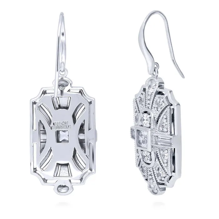Art Deco Milgrain CZ Set in Sterling Silver BERRICLE Earrings
