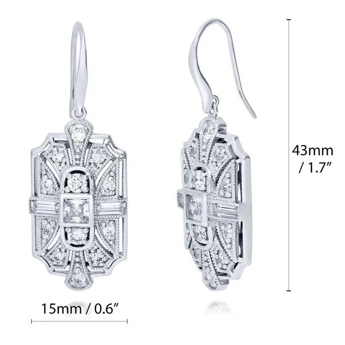 Art Deco Milgrain CZ Set in Sterling Silver BERRICLE Earrings