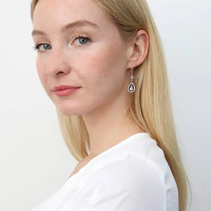 BERRICLE Earrings Cable Teardrop CZ Set in Sterling Silver