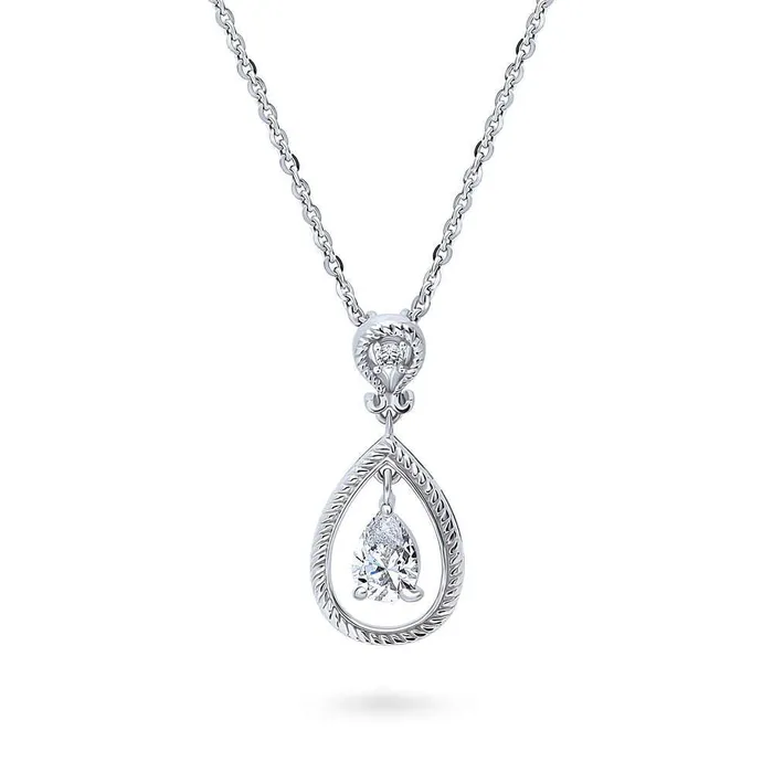 BERRICLE Earrings Cable Teardrop CZ Set in Sterling Silver