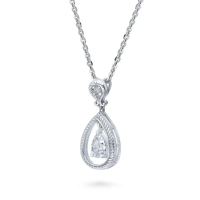 BERRICLE Earrings Cable Teardrop CZ Set in Sterling Silver