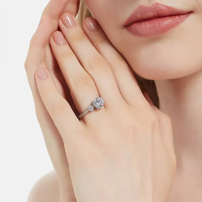BERRICLE Rings 3Stone Woven 2ct CZ Ring Set in Sterling Silver