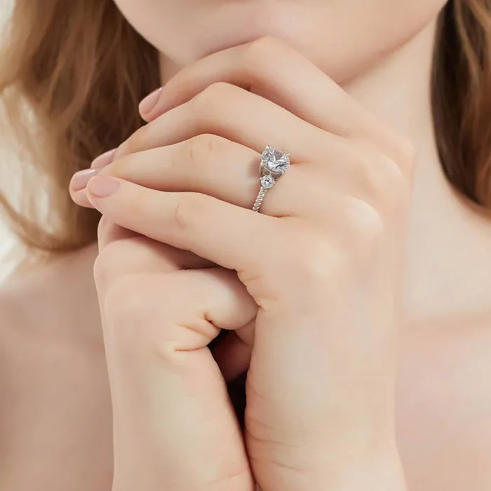 BERRICLE Rings 3Stone Woven 2ct CZ Ring Set in Sterling Silver