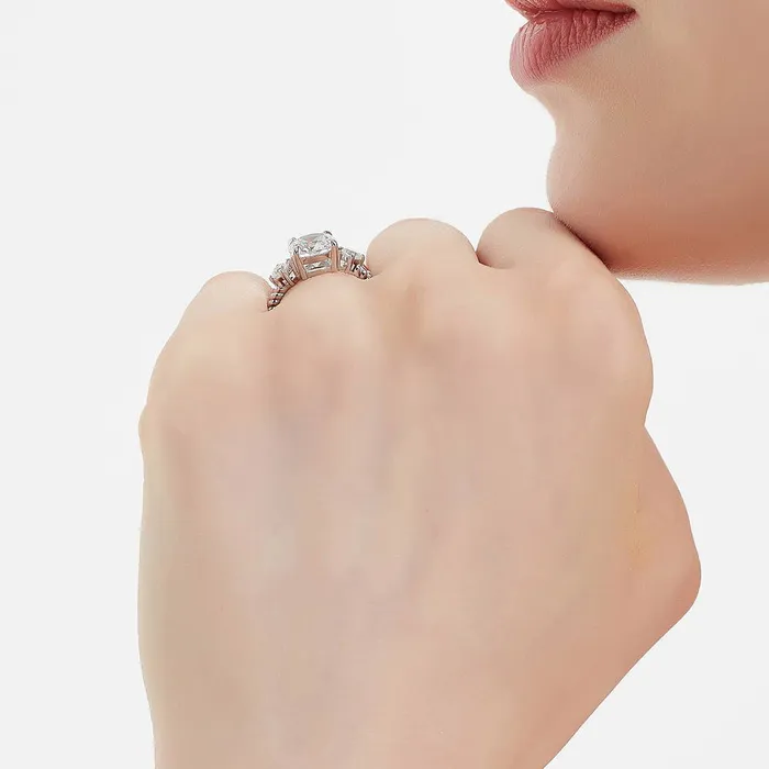 BERRICLE Rings 3Stone Woven 2ct CZ Ring Set in Sterling Silver