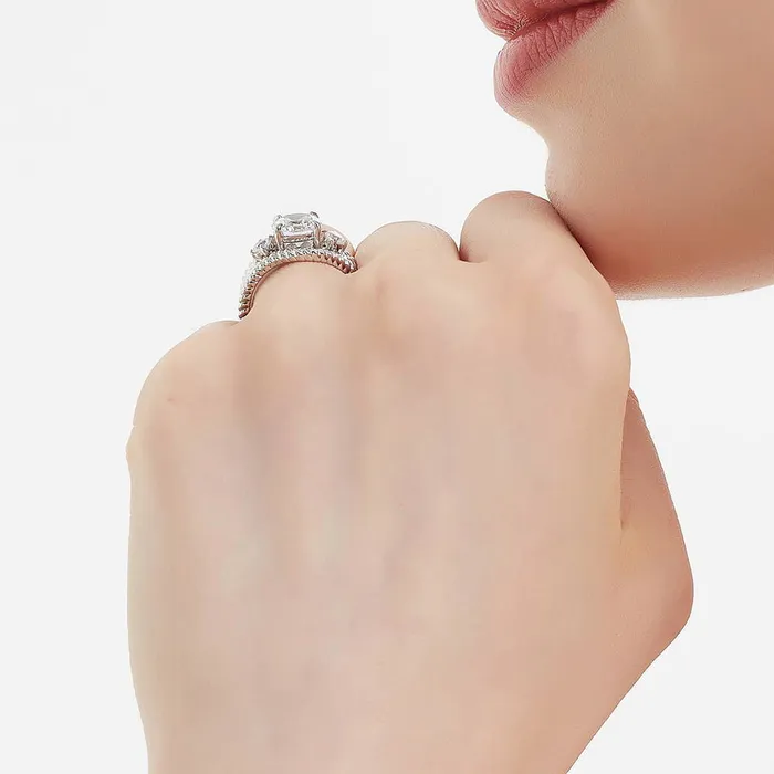 BERRICLE Rings 3Stone Woven 2ct CZ Ring Set in Sterling Silver