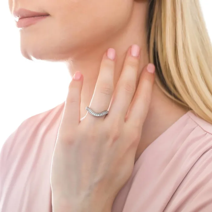 BERRICLE Rings Halo Emerald Cut CZ Ring Set in Sterling Silver