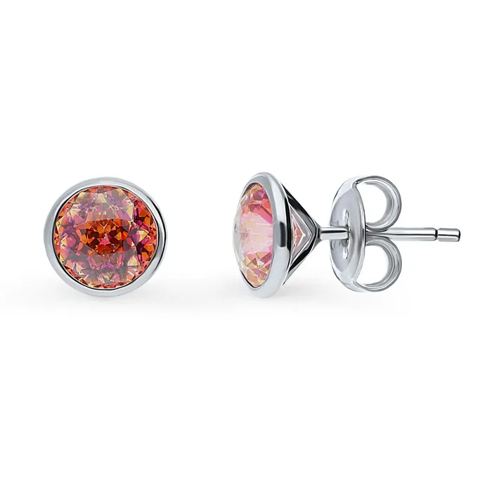 BERRICLE Solitaire Kaleidoscope CZ Stud Earrings in Sterling Silver 16ct Earrings