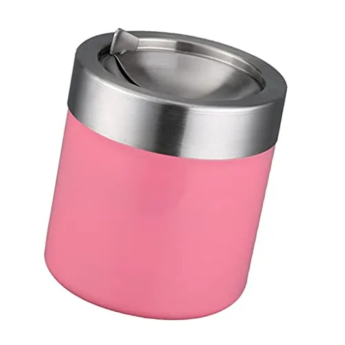 Bracelets Dropshipped via Social Commerce Network Trendy Retail Stainless Steel Ashtray Desktop Mini Trash Can Stand Holder Ash Tray Pink