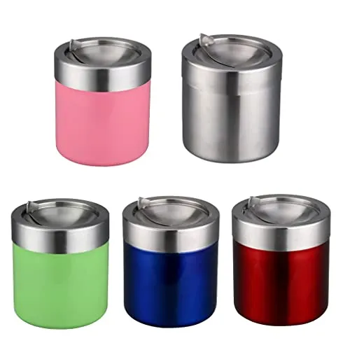 Bracelets Dropshipped via Social Commerce Network Trendy Retail Stainless Steel Ashtray Desktop Mini Trash Can Stand Holder Ash Tray Pink