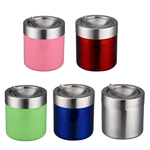 Bracelets Dropshipped via Social Commerce Network Trendy Retail Stainless Steel Ashtray Desktop Mini Trash Can Stand Holder Ash Tray Pink