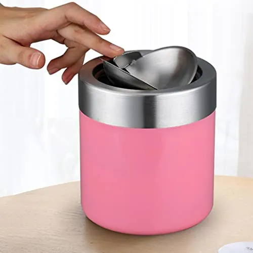 Bracelets Dropshipped via Social Commerce Network Trendy Retail Stainless Steel Ashtray Desktop Mini Trash Can Stand Holder Ash Tray Pink
