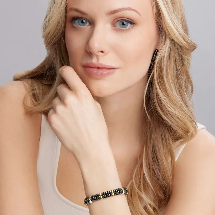 Bracelets Lagos Black Caviar 18K Gold Station Ceramic Beaded Bracelet 9mm Bracelets Lagos Black Caviar 18K Gold Station Ceramic Beaded Bracelet 9mm
