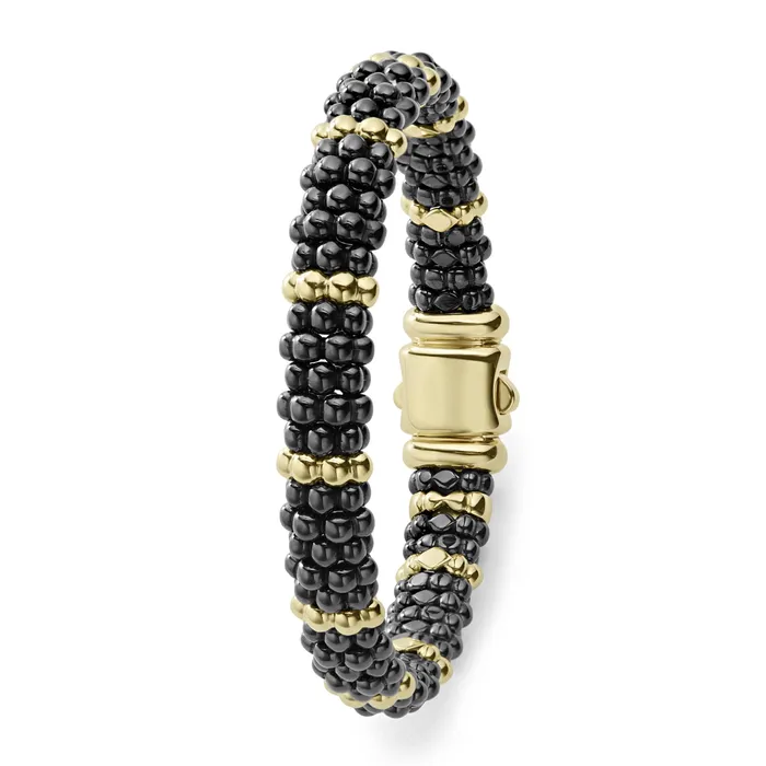 Bracelets Lagos Black Caviar 18K Gold Station Ceramic Beaded Bracelet 9mm Bracelets Lagos Black Caviar 18K Gold Station Ceramic Beaded Bracelet 9mm