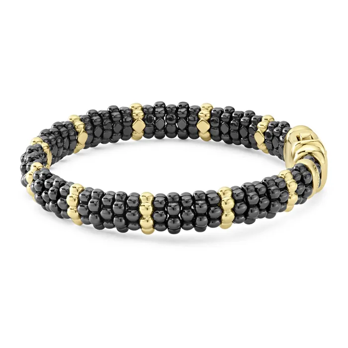 Bracelets Lagos Black Caviar 18K Gold Station Ceramic Beaded Bracelet 9mm Bracelets Lagos Black Caviar 18K Gold Station Ceramic Beaded Bracelet 9mm