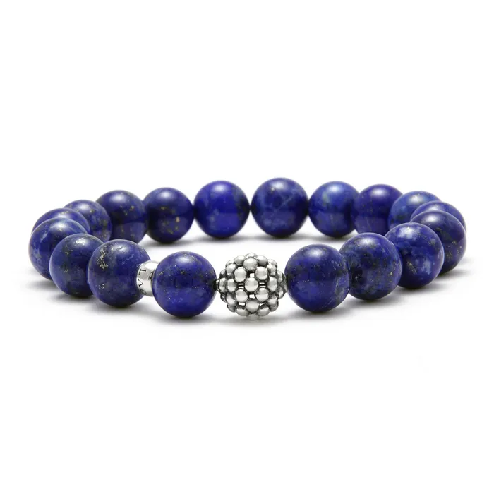 Bracelets Lagos Maya Lapis Silver Station Bead Bracelet