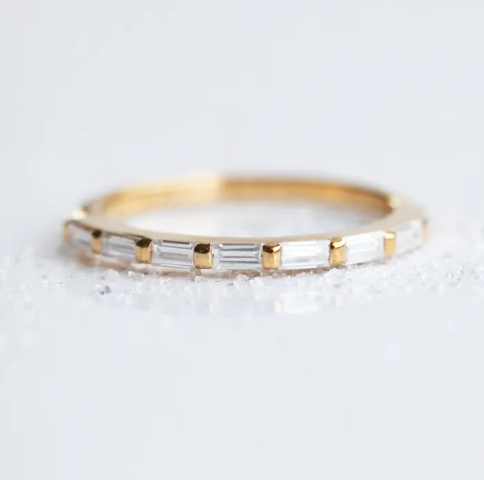 Capucinne Rings Baguette Wedding Ring Baguette Diamond Wedding Band
