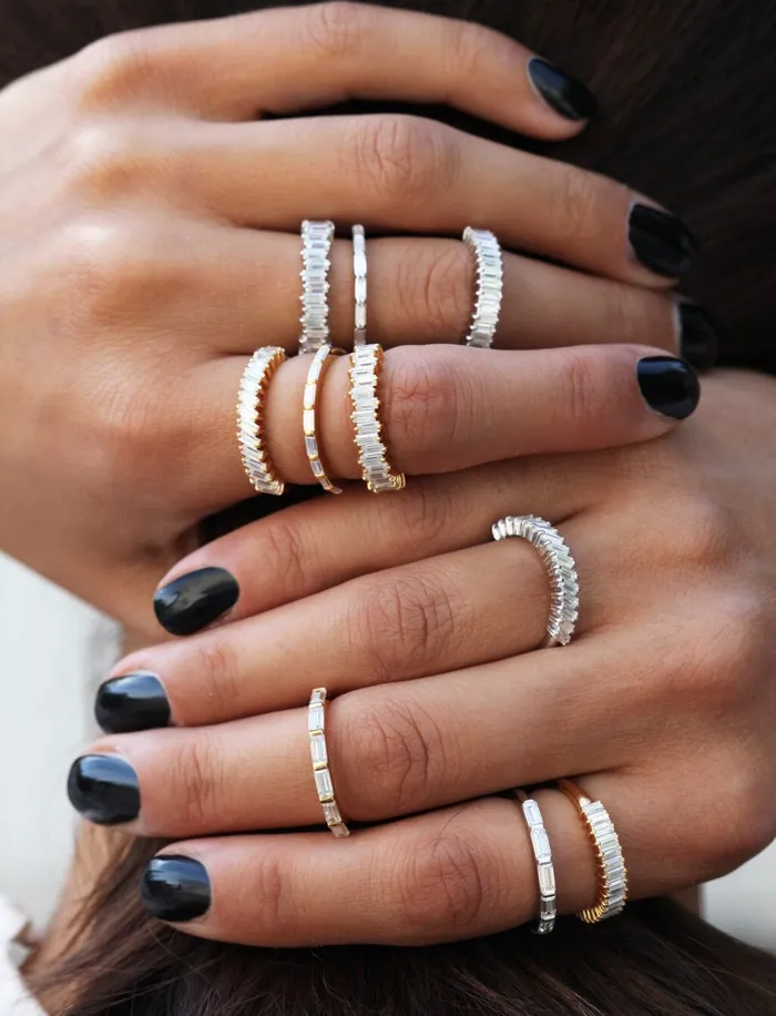 Capucinne Rings Baguette Wedding Ring Baguette Diamond Wedding Band