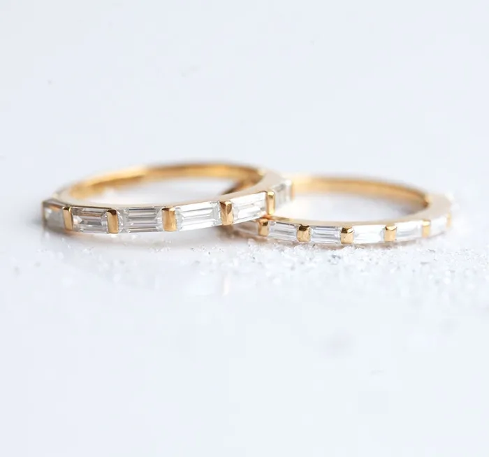 Capucinne Rings Baguette Wedding Ring Baguette Diamond Wedding Band