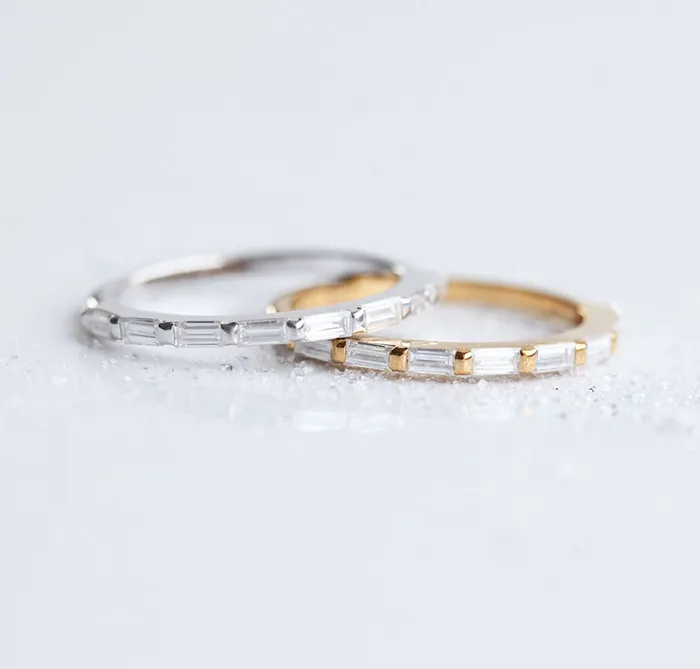 Capucinne Rings Baguette Wedding Ring Baguette Diamond Wedding Band