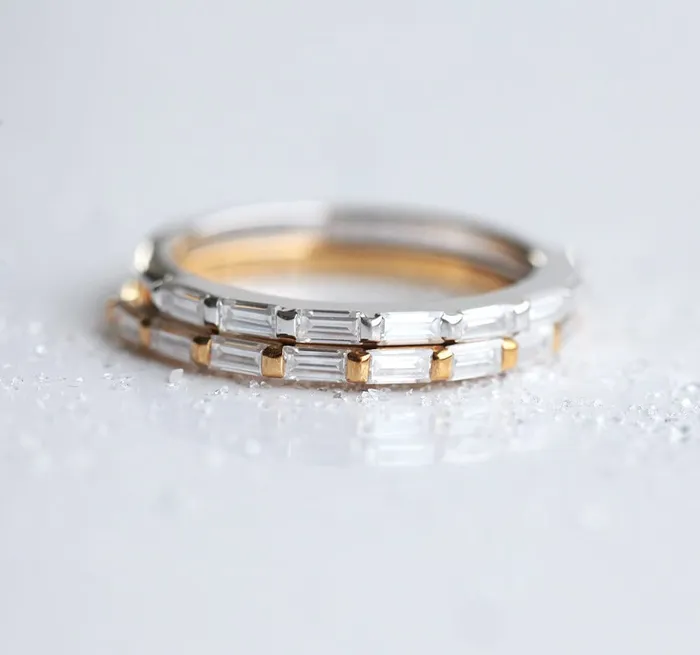 Capucinne Rings Baguette Wedding Ring Baguette Diamond Wedding Band
